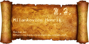 Milankovics Henrik névjegykártya